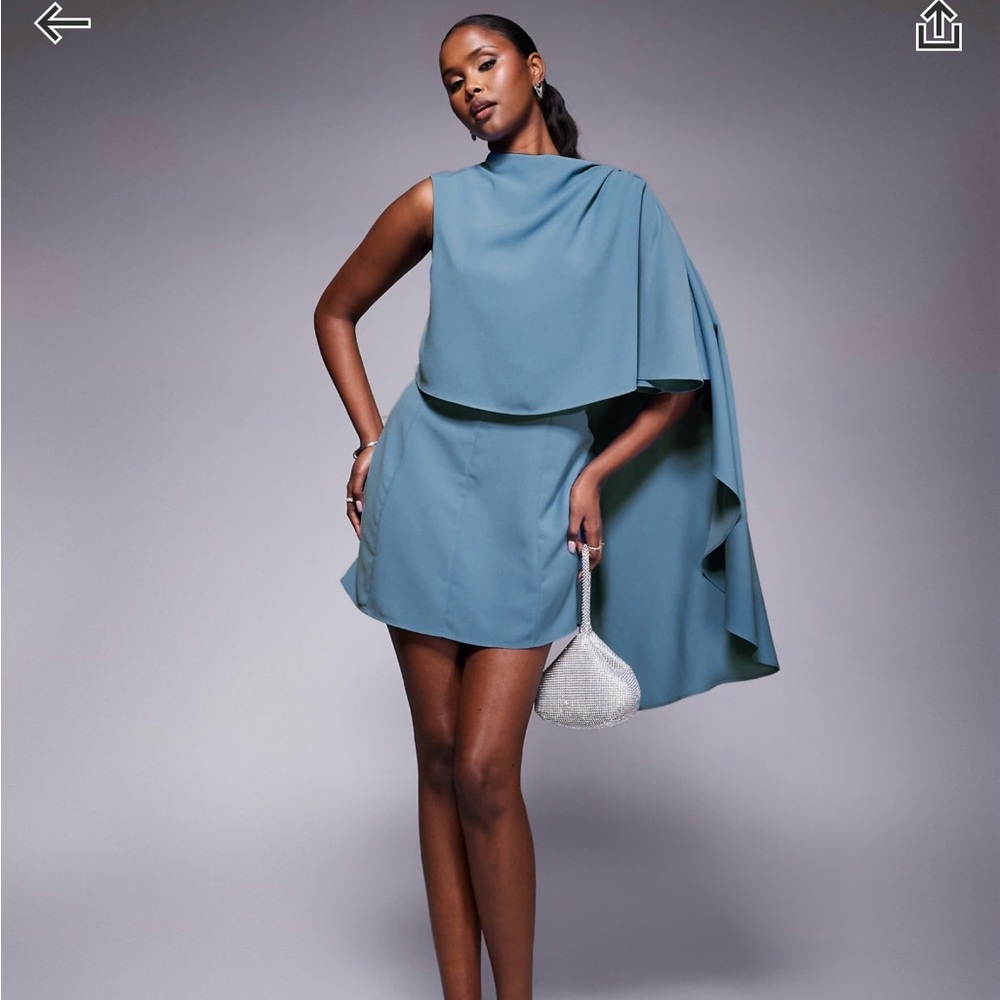 ASOS Light Blue Draped Mini Dress - Picture 2 of 2